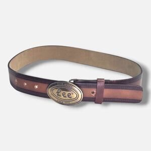 Rare Vintage LEE Jeans Leather Belt With Belt Buckle 34" end to end